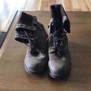 Brown combat boots